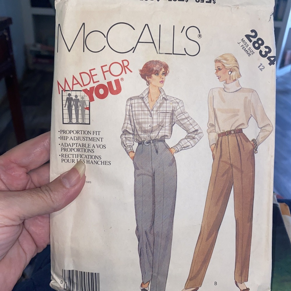 Vintage 1986 McCall’s Made For You Pants Pattern 2834 Size 12 Cut Complete
